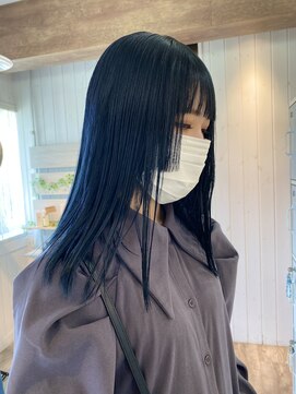 マリブヘアリゾート 太田店(malibu hair resort) 青髪/姫カット/ダブルカラー/ブルーブラック