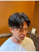 銀座　理容室　メンズナチュラルパーマ　毛流れウェーブ