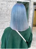 くびれヘアアプリコットオレンジハイライトカラーブルーカラー