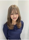 ミディアムヘア暗めカラーデザインカラーフェイスフレーミング