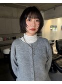 ミルクティーベージュ/レイヤーボブ/韓国巻き/顔周りカット/田町