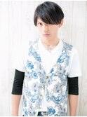 ”重軽”七三分けアッシュブラックマニッシュd