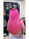 ピンク ネオンピンク 派手髪 ロング