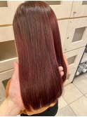 深みレッドカラー 髪質改善