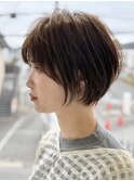 ショートカット×ひし形ショートボブ×前髪あり30代40代50代