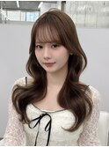 トレンドくびれヘア ミルクティーベージュ 顔まわりカット