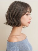 細めハイライト外ハネ小顔エアリーボブパーマp2戸頭20代30代