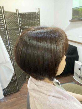 美容室 Mの写真/【髪質改善特化サロン】朝のセットが楽！艶のあるまとまるショートが得意☆アイロンを使いたくない人にも◎