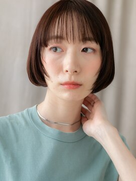 カバーヘア 上尾西口店(COVER HAIR) 丸みショートボブ/顔周りカット/ダークブラウン/小顔ショートe