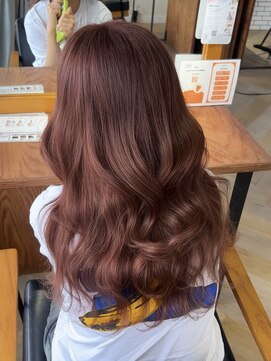シーナバイマグ(siina. by Mag) 夏カラーブリーチなしダブルカラーピンクオレンジカラー透明感
