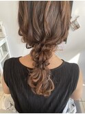 編みおろし 金箔 ヘアセット デートヘア イベントヘア 列席ヘア