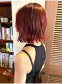 赤みカラーが映える切りっぱなしボブ［中目黒/タッセルボブ］