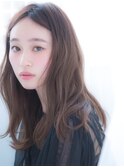 +animo吉川美南+くすみベージュ☆小顔ゆるふわエアリーロングT