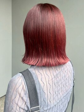 ナカオコアフュール(NAKAO COIFFURE) チェリーレッド 外ハネボブ ブリーチ 暖色系カラー 20代