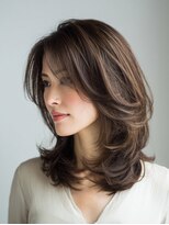 トリッカアヴェダ(tricca AVEDA) 白髪ぼかしハイライト/ブラウン/レイヤーカット/ミディアム