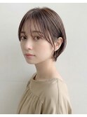 レイヤーショートボブ小顔くびれショート透明感ココアブラウン