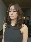 12トーンブリーチなしブラウンベージュレイヤーカット