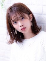 エルデ ナインズ ヘアー スタンド 川口店(elde 9's HAIR STAND) ピンクベージュorインナーグレージュの厚めバングのマチルダボブ