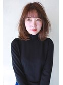 レイヤーボブ　前髪カール　ストカール　韓国ヘア　透明感カラー