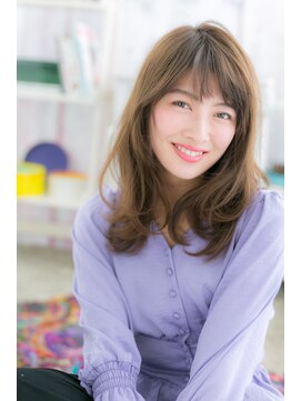 ミック ヘアアンドメイク アップ 駒込店(miq Hair&Make up) 暗髪アースカラー斜めバングで重軽プリカールロングb1