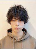 ミディアムウルフニュアンスパーマ無造作パーマ