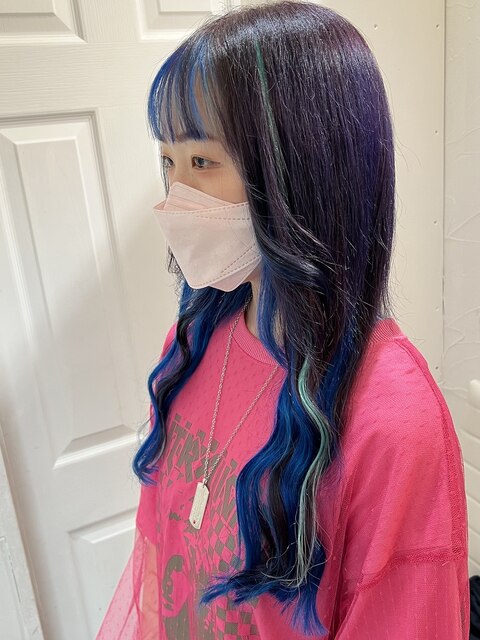 【SENA】ブルーインナー シールエクステ 推しカラー 前髪