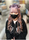 お団子ハーフアップ