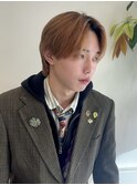 韓国風センターパートシースルーバングメンズ透明感カラー