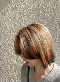 ベージュボブ × 柔らか狐カラー