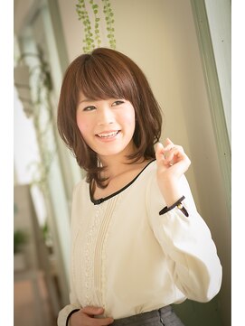 エルデ ナインズ ヘアー スタンド 川口店(elde 9's HAIR STAND) 58モーブカラーのワイドバングで大人かわいいくびれミディ 川口