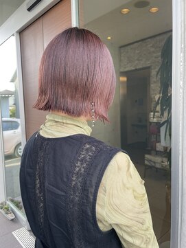 アチーブ ヘア デザイン(achieve hair design) 春のくすみピンクベージュ 切りっぱなし外ハネボブ
