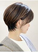 多毛さん似合う30代40代黒髪前下がりショートボブ丸みショート☆