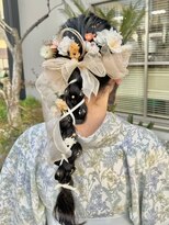 ナカオコアフュール(NAKAO COIFFURE) 編み下ろしリボンアレンジ　和装ヘア　水引き×お花