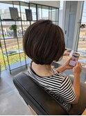 脱白髪染めマロンブラウン/ショートボブ