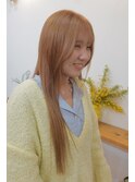 切りっぱなしボブ/ロングヘア/似合わせカット/ヘーゼルベージュ