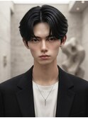 黒髪マッシュセンターパート