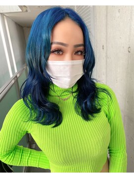 ガルボ ヘアー(garbo hair) #ガルボ#ハイトーン#ブルーカラー#ブリーチ#個性派カラー