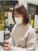 [Zina西通り]髪質改善/ピンクグレージュ/切りっぱなしボブ