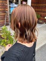 ナカオコアフュール(NAKAO COIFFURE)&nbsp;ハイライト　ゆる巻き　オレンジベージュ　暖色 レイヤー