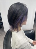 グレージュカラー/ボブウルフ/黒髪/ココアベージュ