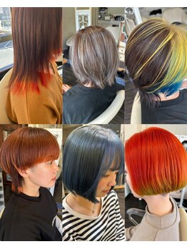 ディンプル 越谷駅前(DiMPlE)の写真/豊富なカラー剤で自分だけのstyleを実現!ハイトーン～ダークトーンまでデザイン性の高いお洒落な派手髪に☆