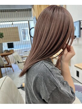 リノショアーズ 元町店(RINOSHORES) 大人可愛いピンクベージュダブルカラーくびれボブ透明感小顔