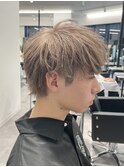ハイライトメンズ波巻きスパイラルパーマサーフスタイルウルフ