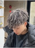 ホワイトメッシュパーマ/メンズ/刈り上げ/眉毛/ツイスト