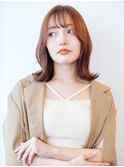 外ハネくびれボブ/切りっぱなしボブ/透明感ブラウン２０代３０代