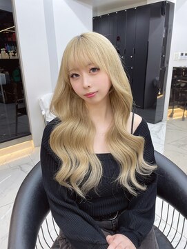 ラピス 渋谷本店(Lapis) ブロンド/シールエクステ/ホワイトグレージュ/ミニウルフ