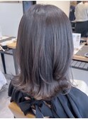 透明感ブリーチなしアッシュカラー韓国風艶感小顔プリカール