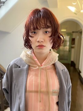 マッシュ 北堀江(MASHU) ボブパーマ×チェリーレッド