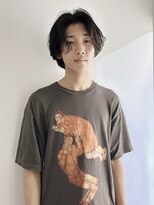 =メンズボブ/フェザーパーマ／MEN’S HAIR/ブルーブラック