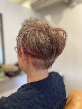 クリスマスカラーな白髪ぼかし